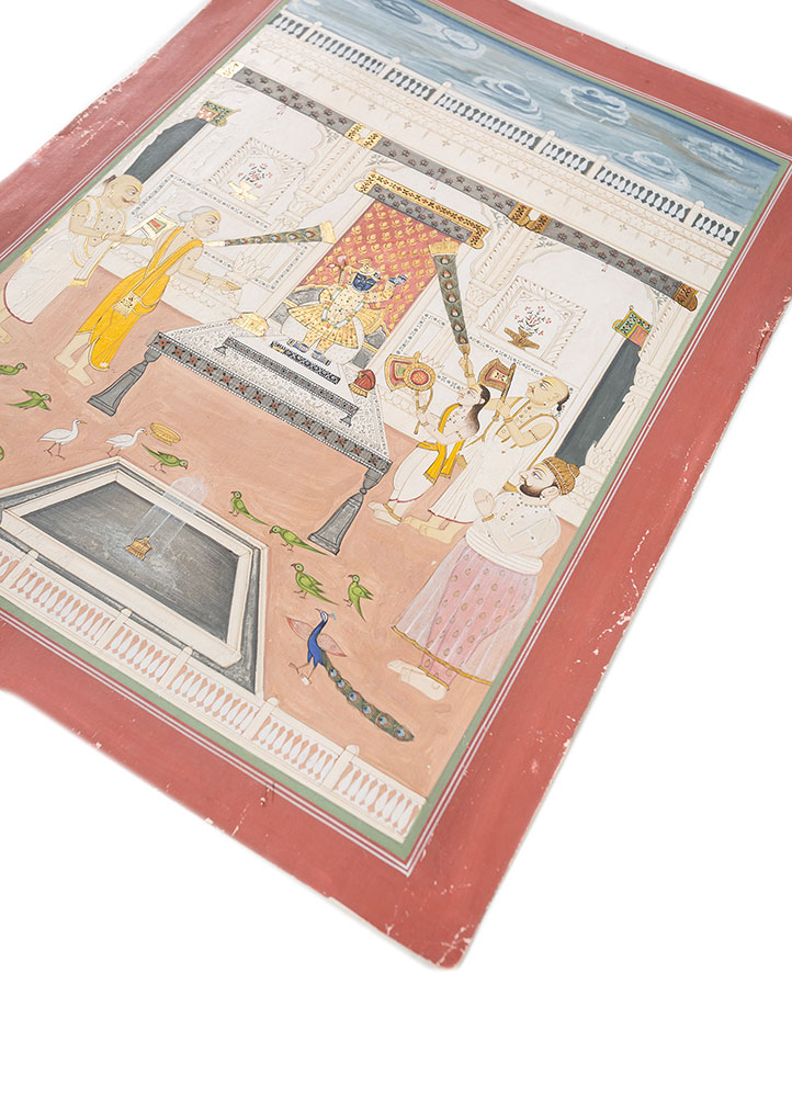 pichwai art red and orange cotton cloth ART WORK Rug - FloorShot