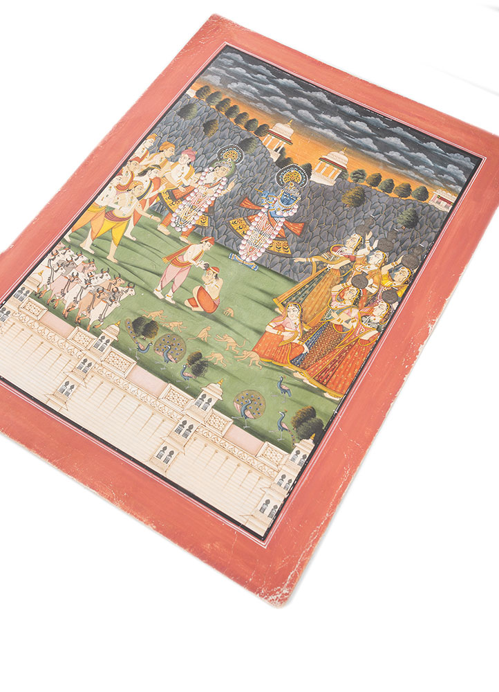 pichwai art green cotton cloth ART WORK Rug - FloorShot