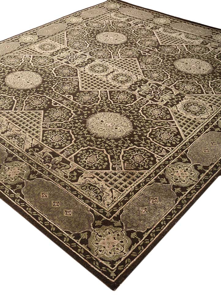 kasbah beige and brown wool and viscose Hand Tufted Rug - FloorShot