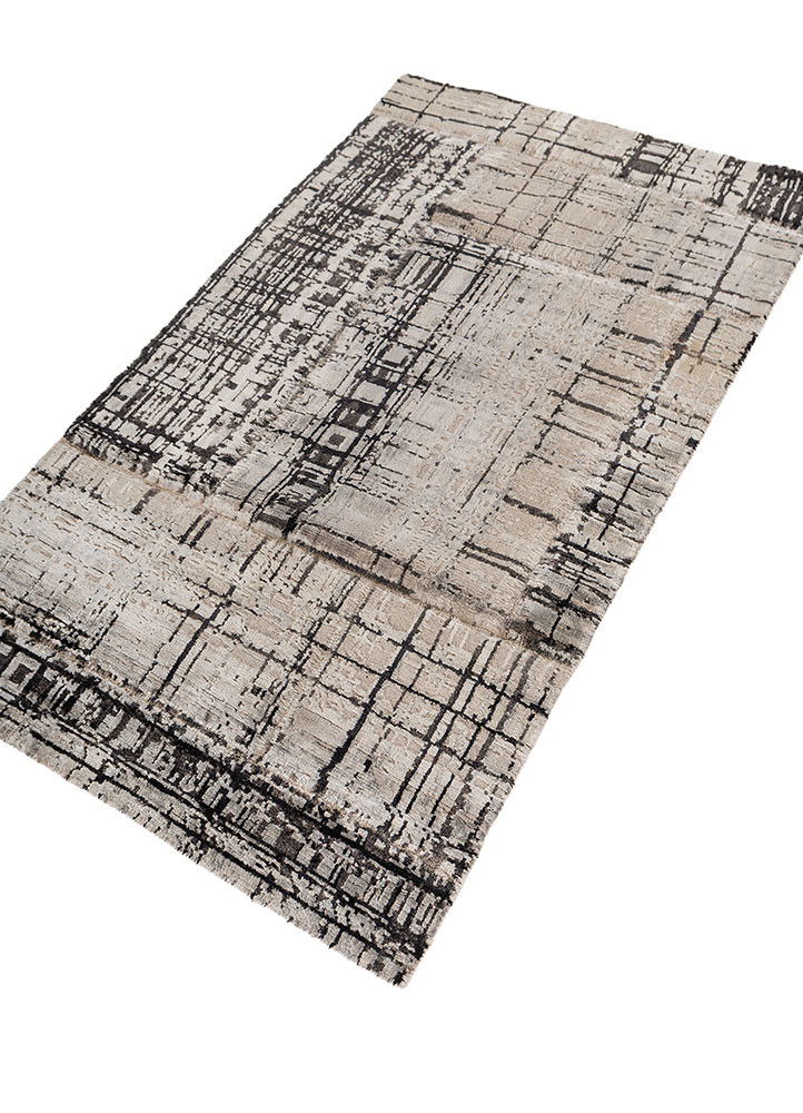 provenance grey and black wool and bamboo silk Hand Knotted Rug - FloorShot provenance grey and black wool and bamboo silk Hand Knotted Rug - FloorShot