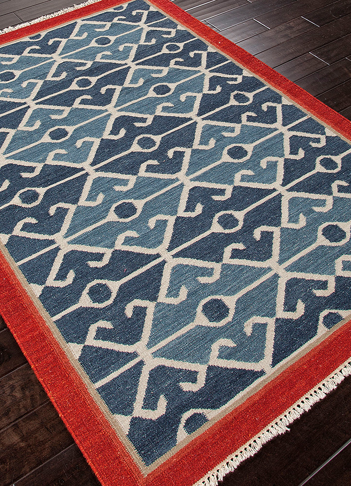 bedouin blue wool Flat Weaves Rug - FloorShot