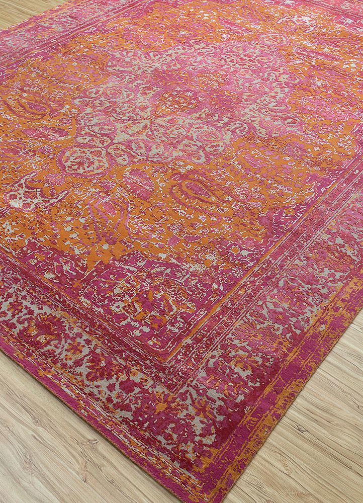 free verse by kavi red and orange wool and silk Hand Knotted Rug - FloorShot free verse by kavi red and orange wool and silk Hand Knotted Rug - FloorShot