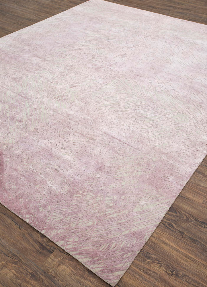 free verse by kavi pink and purple wool and silk Hand Knotted Rug - FloorShot