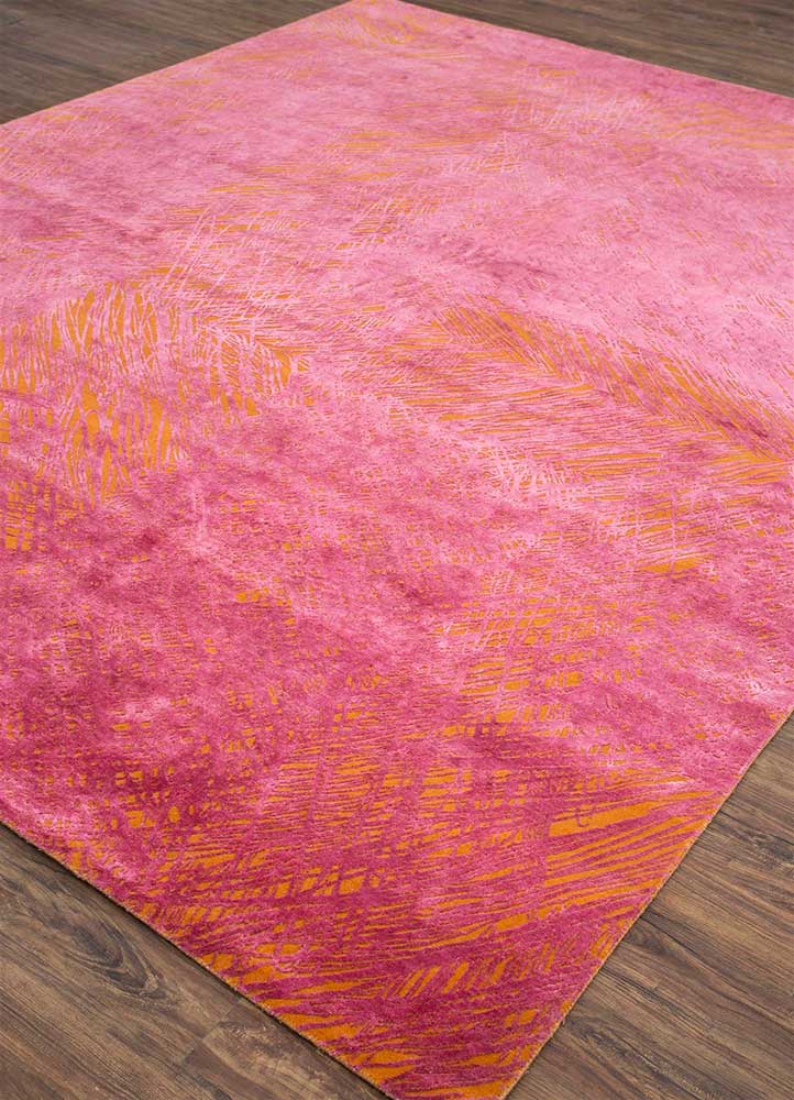 free verse by kavi pink and purple wool and silk Hand Knotted Rug - FloorShot