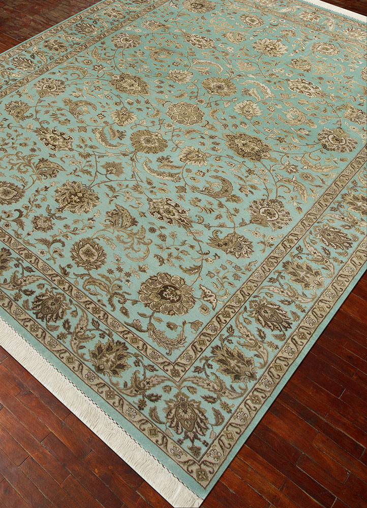 aurora blue wool and silk Hand Knotted Rug - FloorShot aurora blue wool and silk Hand Knotted Rug - FloorShot