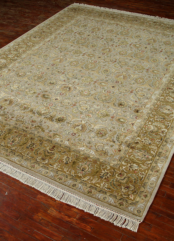 aurora ivory wool and silk Hand Knotted Rug - FloorShot