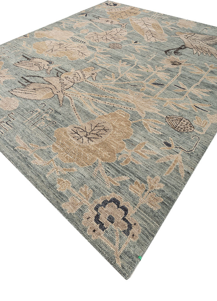 erbe green wool Hand Knotted Rug - FloorShot erbe green wool Hand Knotted Rug - FloorShot