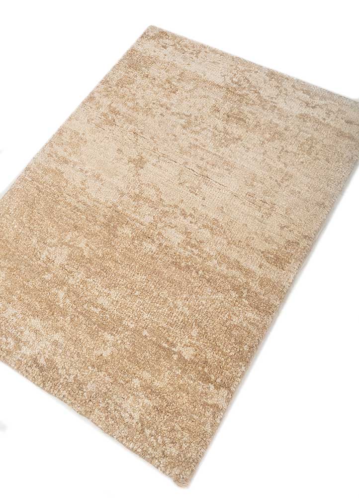 far east beige and brown silk Hand Knotted Rug - FloorShot