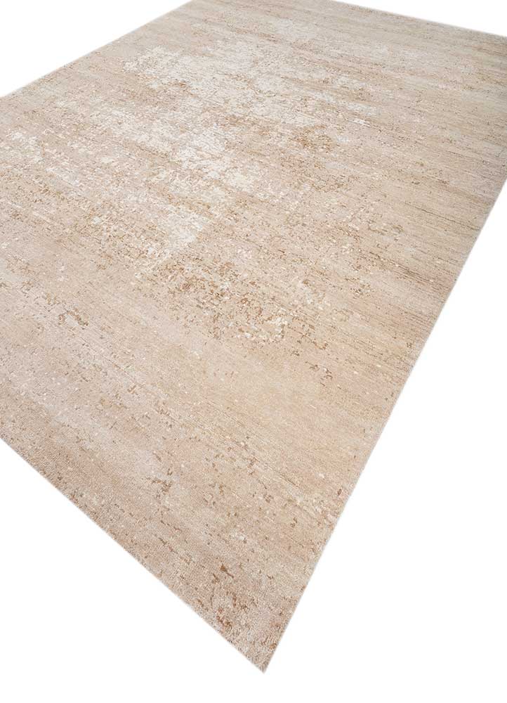 far east beige and brown silk Hand Knotted Rug - FloorShot
