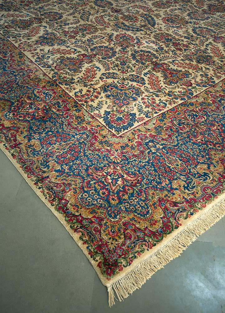 aalam ivory wool Hand Knotted Rug - FloorShot