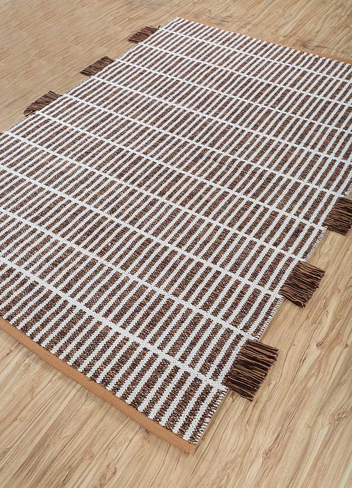 aprezo beige and brown cotton Flat Weaves Rug - FloorShot