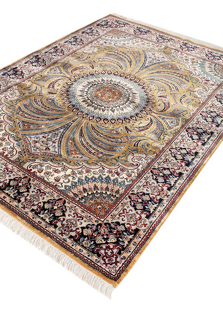 gulmarg gold viscose Hand Knotted Rug - FloorShot