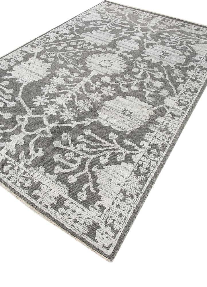 aprezo grey and black viscose Hand Knotted Rug - FloorShot