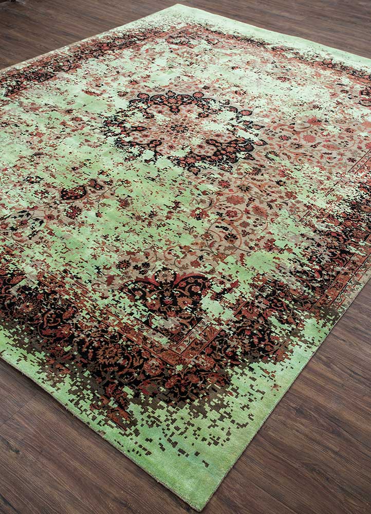 far east beige and brown wool and silk Hand Knotted Rug - FloorShot