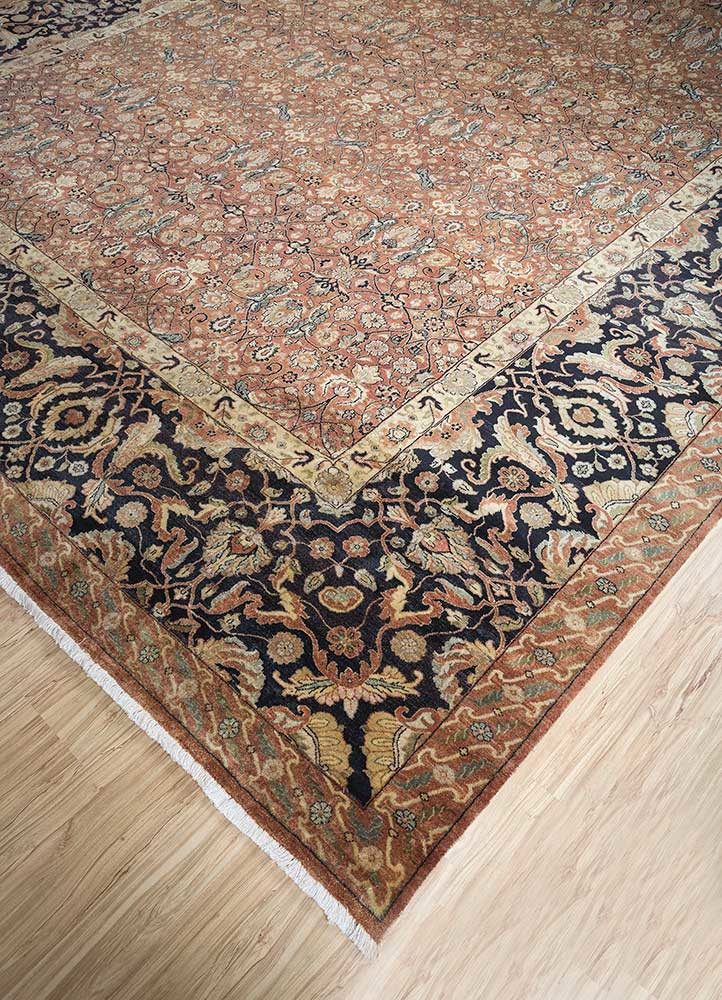gulnar beige and brown wool Hand Knotted Rug - FloorShot gulnar beige and brown wool Hand Knotted Rug - FloorShot