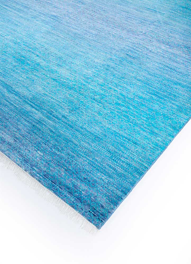 kairos blue wool Hand Knotted Rug - FloorShot