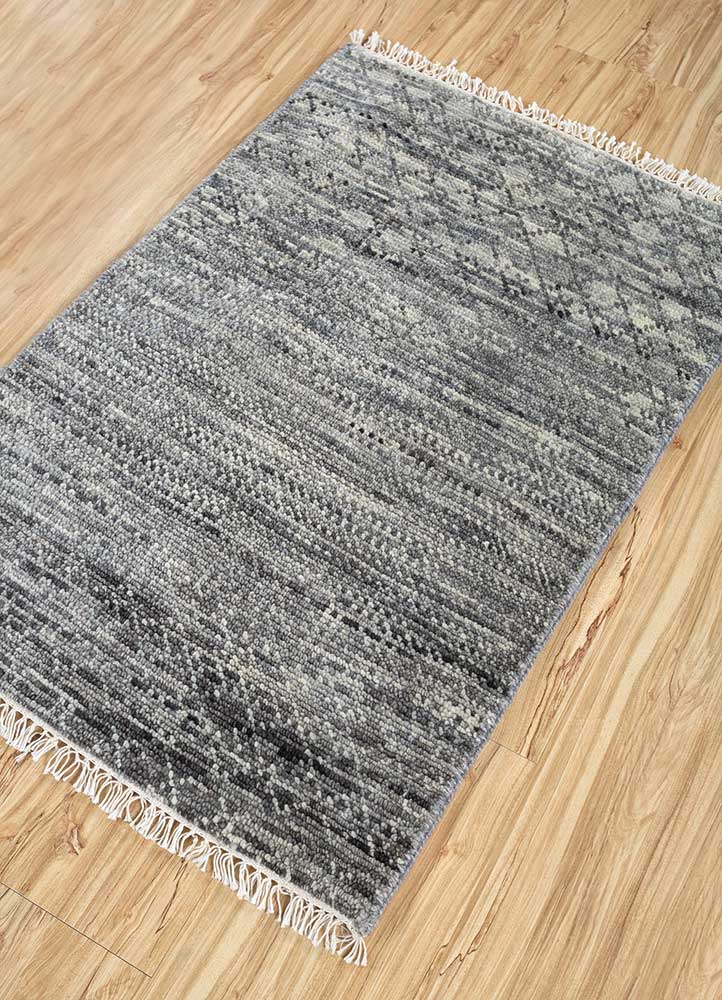 kairos grey and black wool Hand Knotted Rug - FloorShot