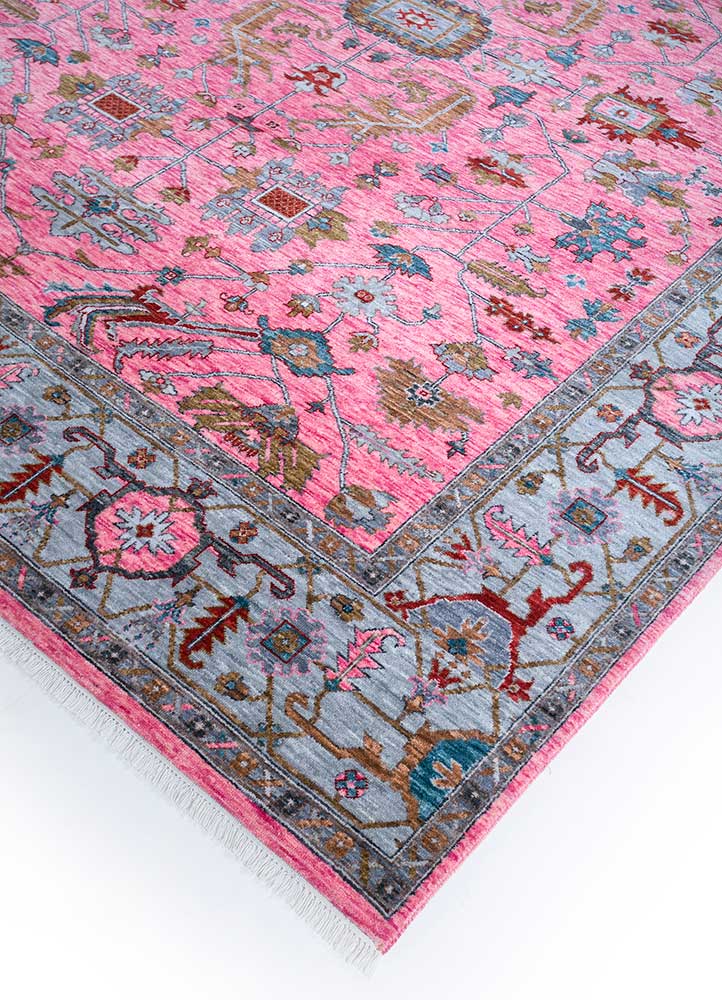 cyanna pink and purple wool Hand Knotted Rug - FloorShot