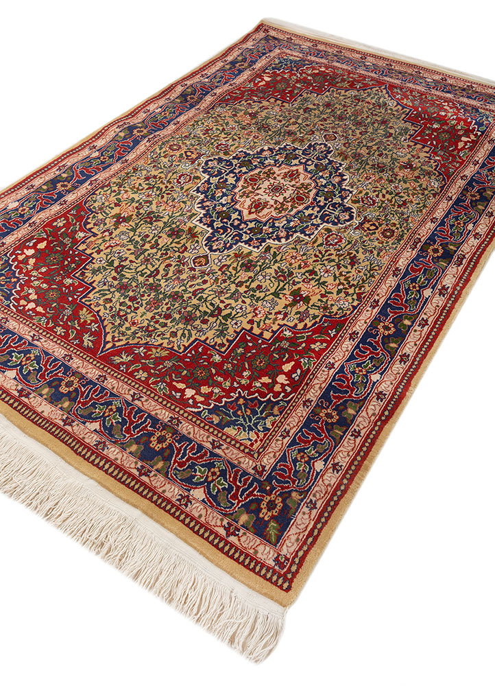 gulnar beige and brown wool Hand Knotted Rug - FloorShot