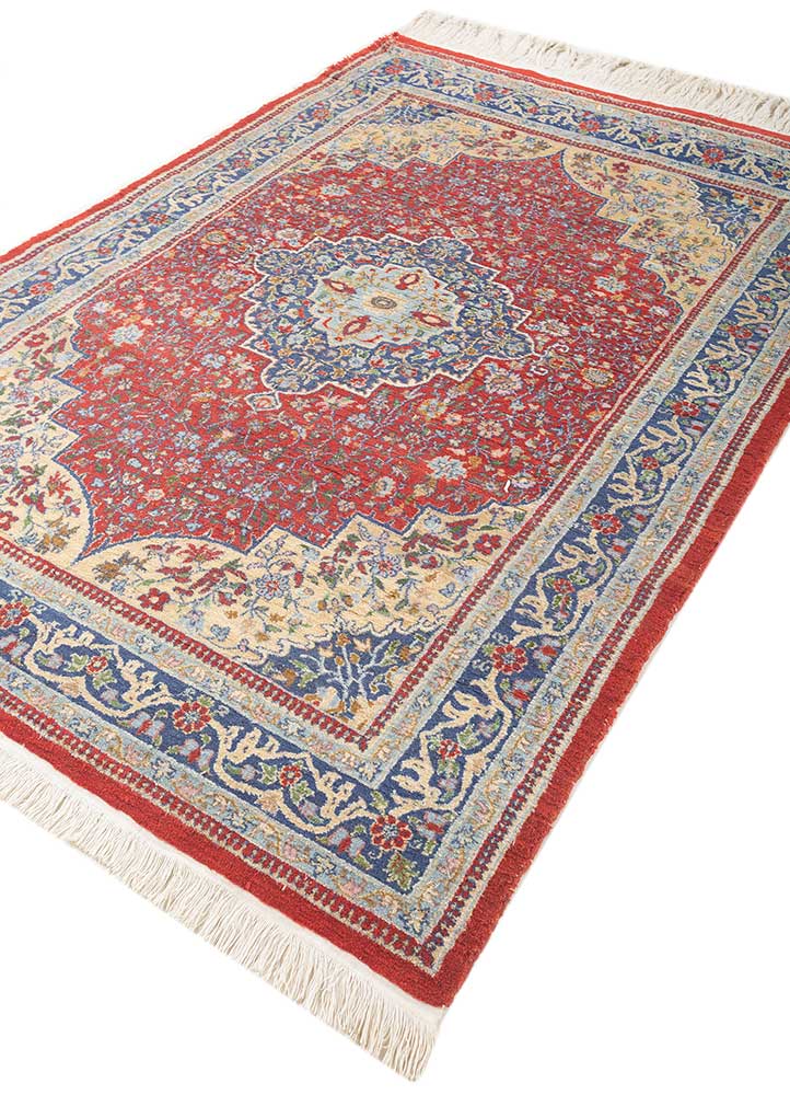 gulnar red and orange wool Hand Knotted Rug - FloorShot gulnar red and orange wool Hand Knotted Rug - FloorShot