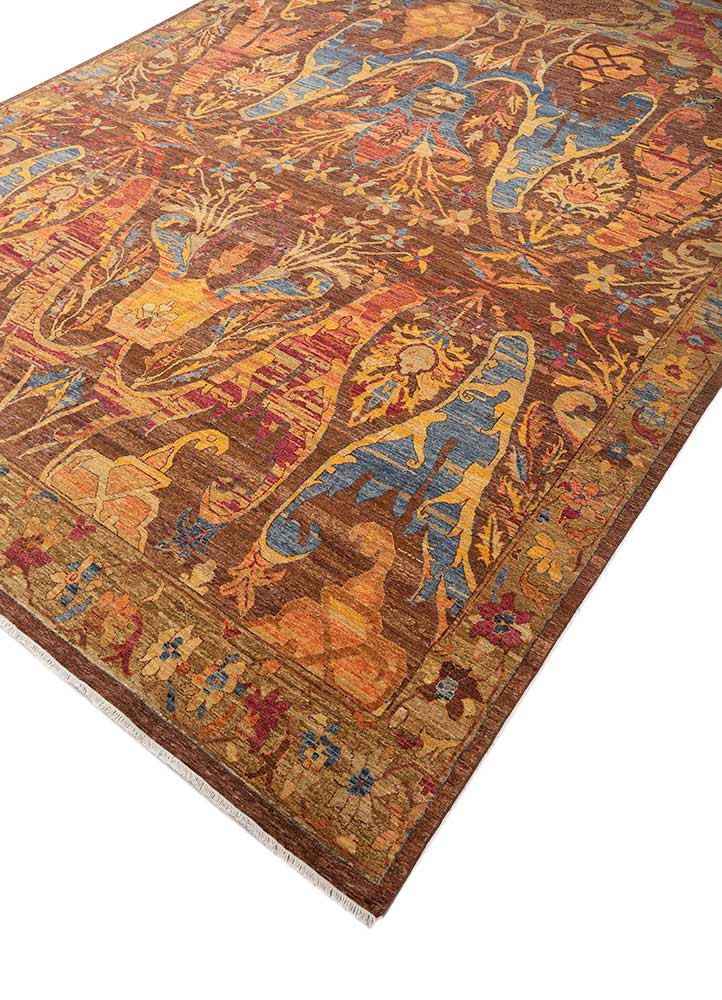 cyanna red and orange wool Hand Knotted Rug - FloorShot cyanna red and orange wool Hand Knotted Rug - FloorShot