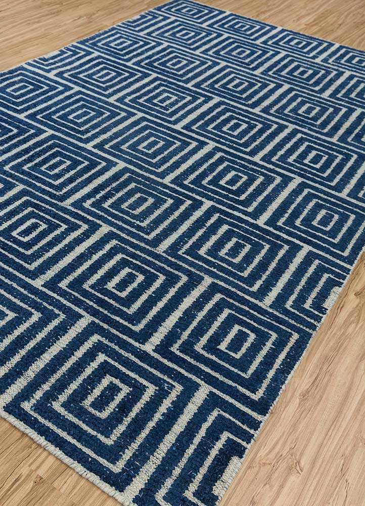 clan blue wool Hand Knotted Rug - FloorShot