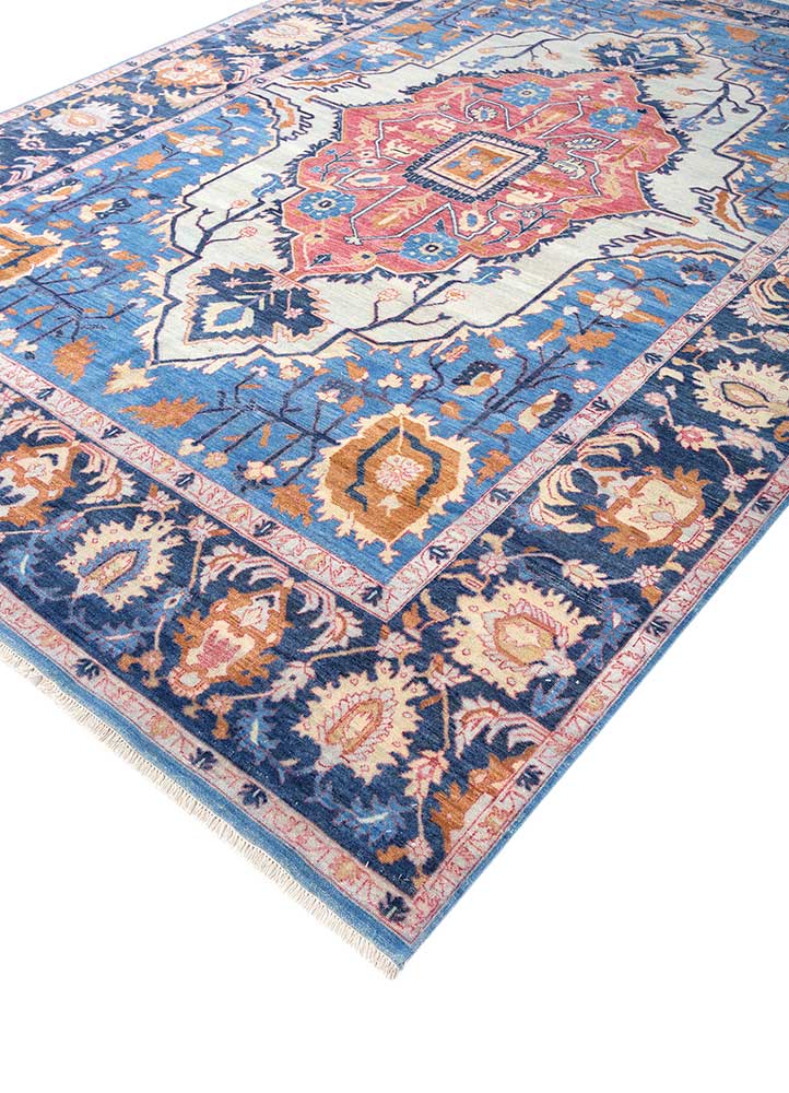 savana blue wool Hand Knotted Rug - FloorShot