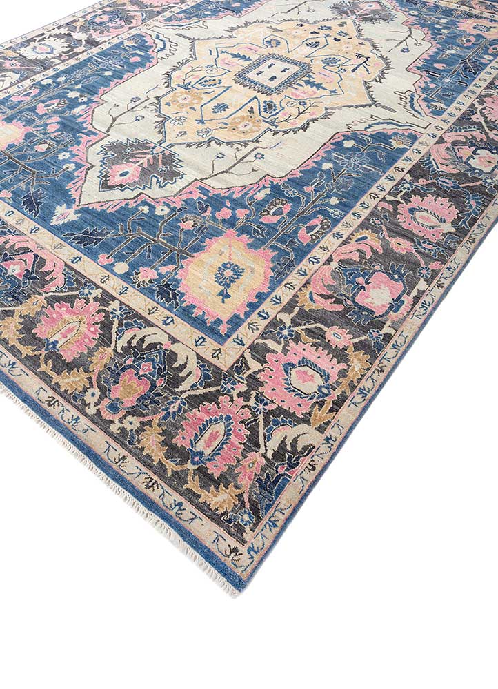 savana blue wool Hand Knotted Rug - FloorShot