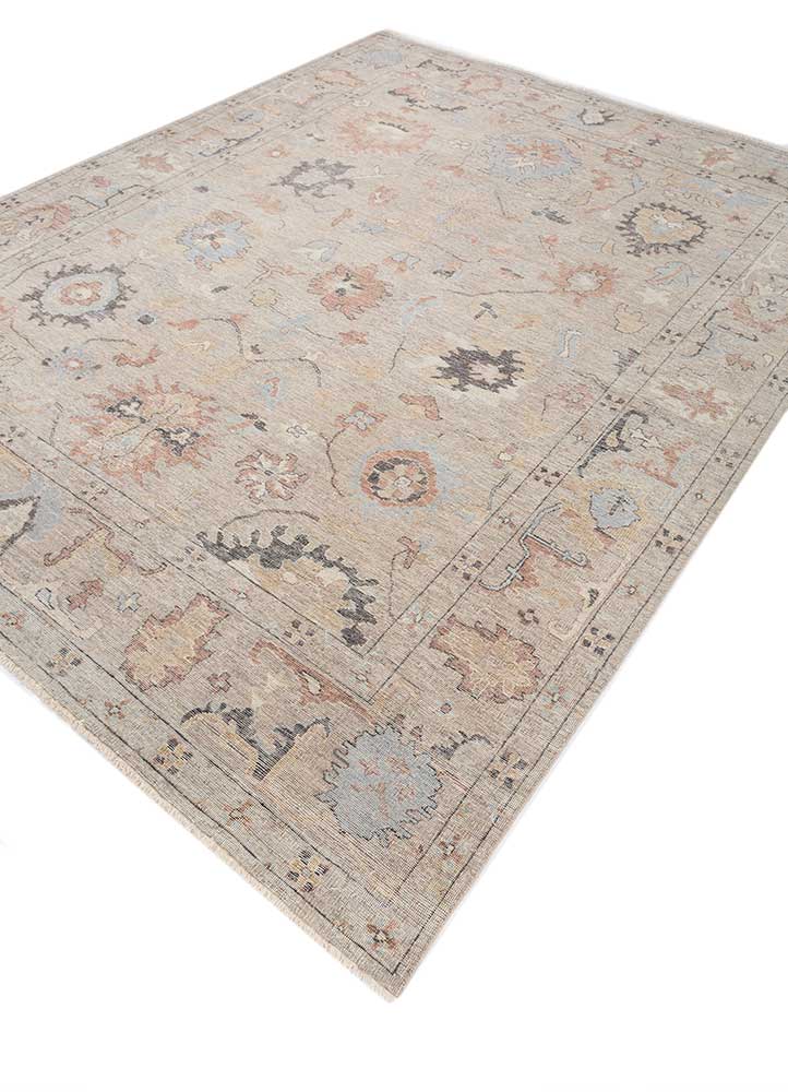 cyanna beige and brown wool Hand Knotted Rug - FloorShot