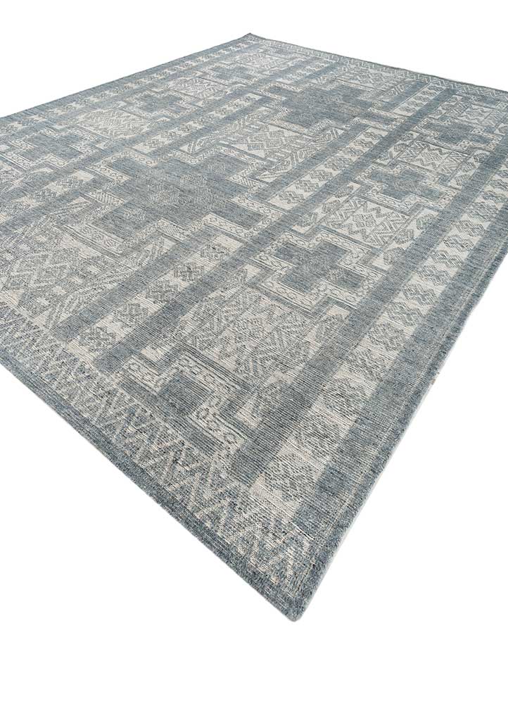 savana blue wool Hand Knotted Rug - FloorShot