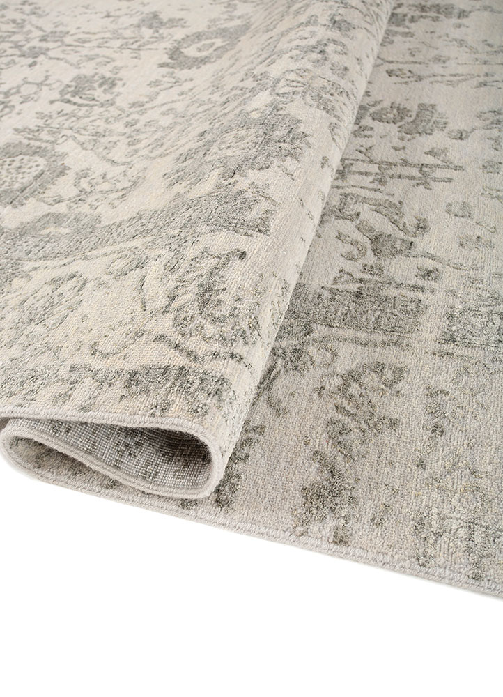 far east grey and black wool and viscose Hand Knotted Rug - FloorShot far east grey and black wool and viscose Hand Knotted Rug - FloorShot