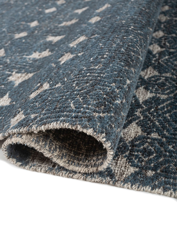 aprezo blue wool and viscose Hand Knotted Rug - FloorShot