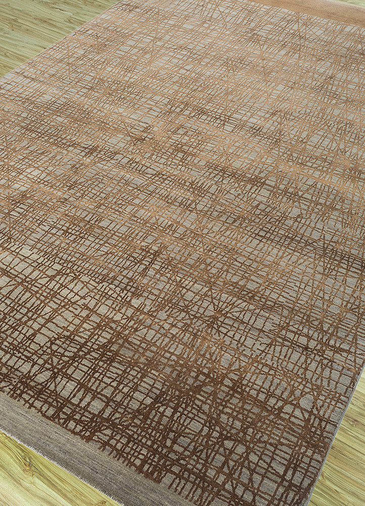 free verse by kavi beige and brown wool and silk Hand Knotted Rug - FloorShot free verse by kavi beige and brown wool and silk Hand Knotted Rug - FloorShot