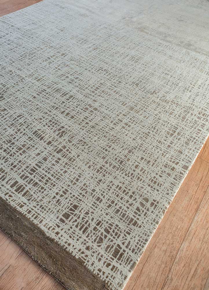 free verse by kavi beige and brown wool and silk Hand Knotted Rug - FloorShot