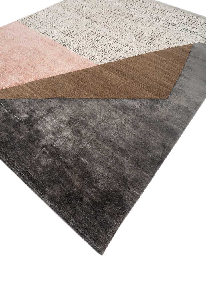 free verse by kavi grey and black wool and silk Hand Knotted Rug - FloorShot