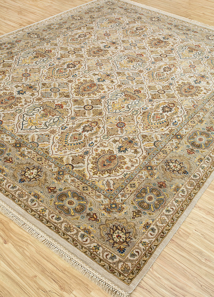 gulnar ivory wool Hand Knotted Rug - FloorShot