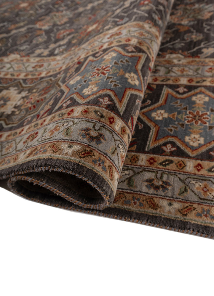 cyanna grey and black wool Hand Knotted Rug - FloorShot cyanna grey and black wool Hand Knotted Rug - FloorShot