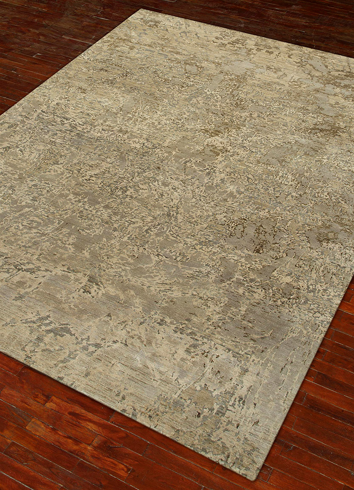 pansy beige and brown wool Hand Knotted Rug - FloorShot