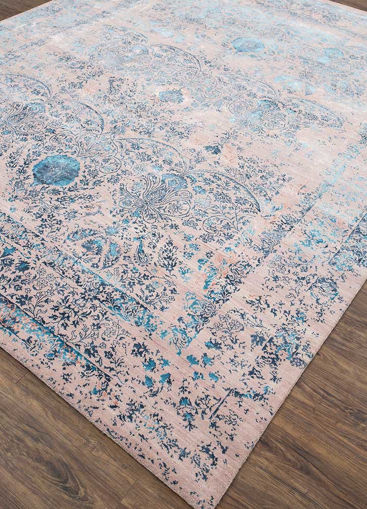far east pink and purple wool and bamboo silk Hand Knotted Rug - FloorShot far east pink and purple wool and bamboo silk Hand Knotted Rug - FloorShot