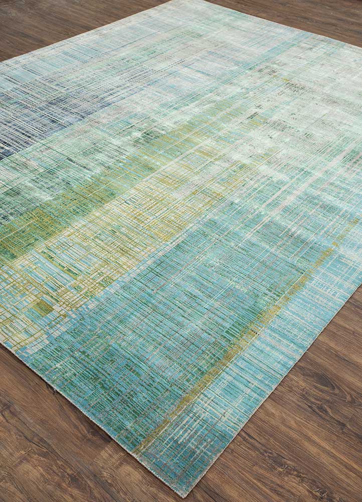 unstring by kavi grey and black wool and bamboo silk Hand Knotted Rug - FloorShot