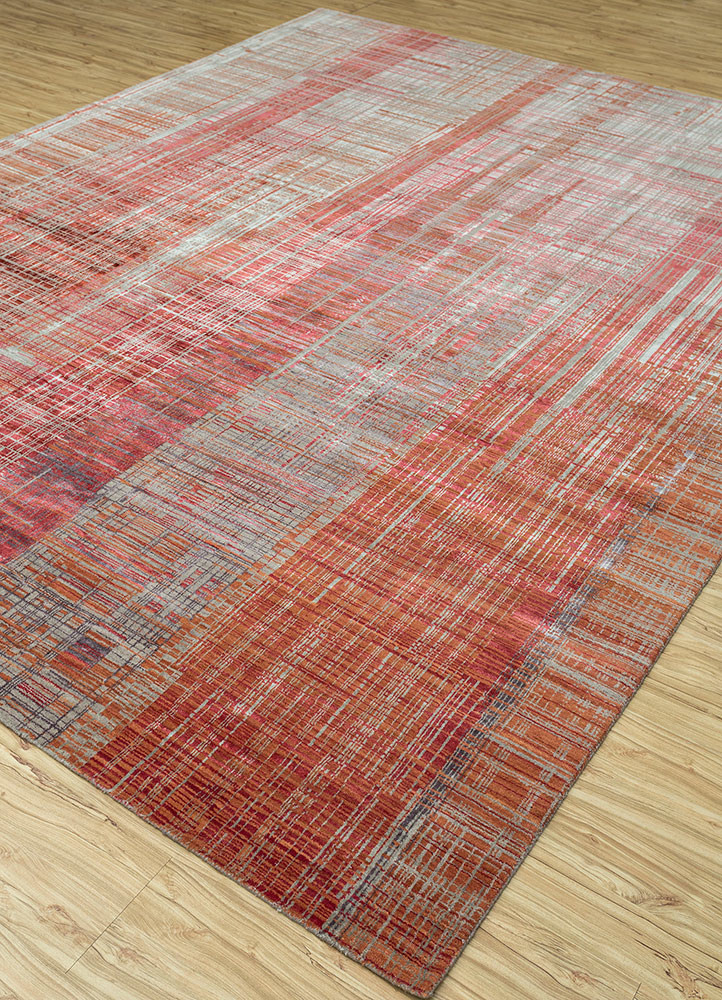 unstring by kavi grey and black wool and bamboo silk Hand Knotted Rug - FloorShot unstring by kavi grey and black wool and bamboo silk Hand Knotted Rug - FloorShot