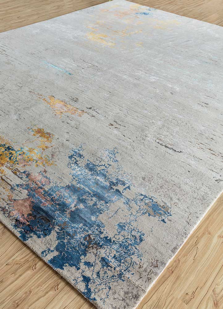 unstring by kavi ivory wool and bamboo silk Hand Knotted Rug - FloorShot