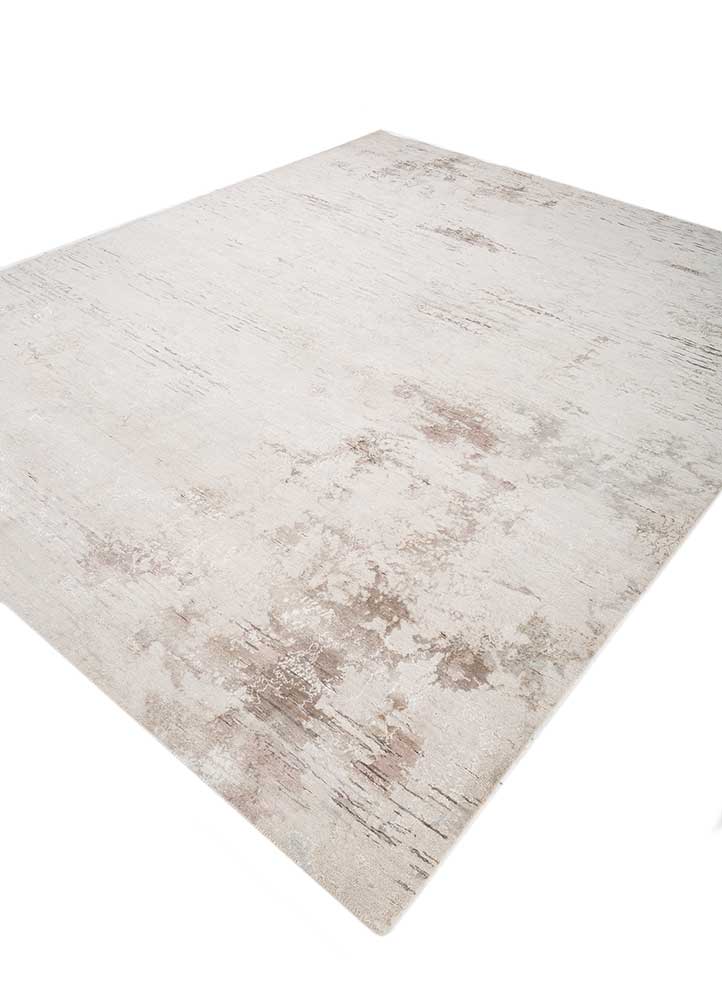 unstring by kavi ivory wool and bamboo silk Hand Knotted Rug - FloorShot