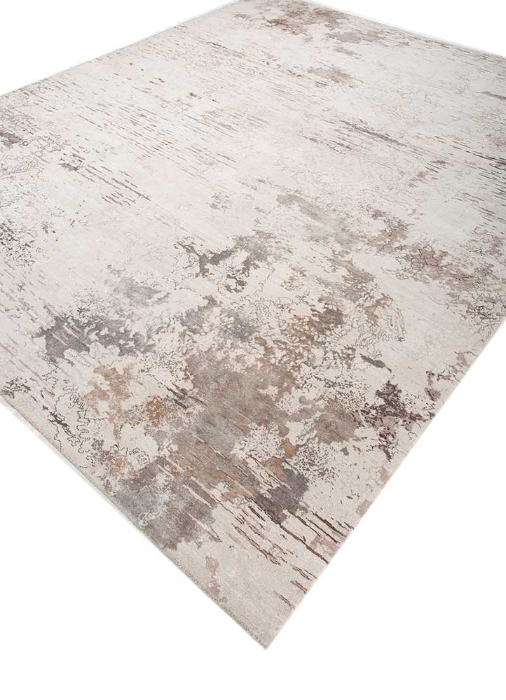 unstring by kavi ivory wool and bamboo silk Hand Knotted Rug - FloorShot