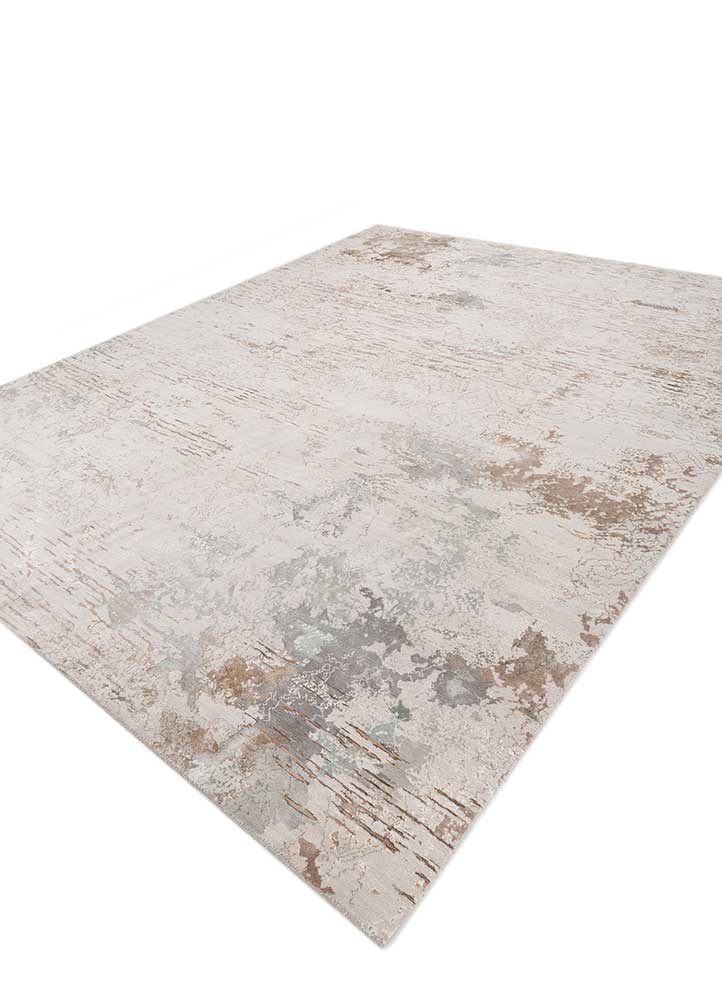 unstring by kavi ivory wool and bamboo silk Hand Knotted Rug - FloorShot