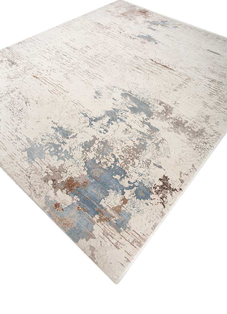 unstring by kavi ivory wool and bamboo silk Hand Knotted Rug - FloorShot