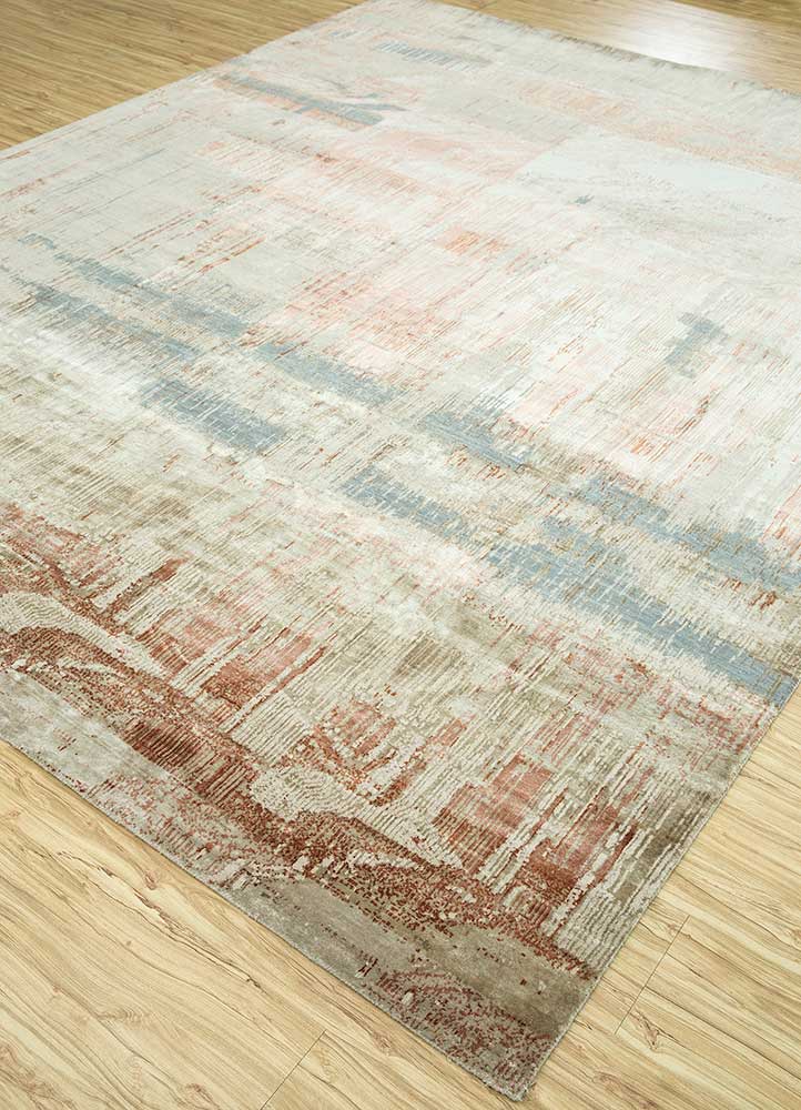 unstring by kavi ivory wool and bamboo silk Hand Knotted Rug - FloorShot