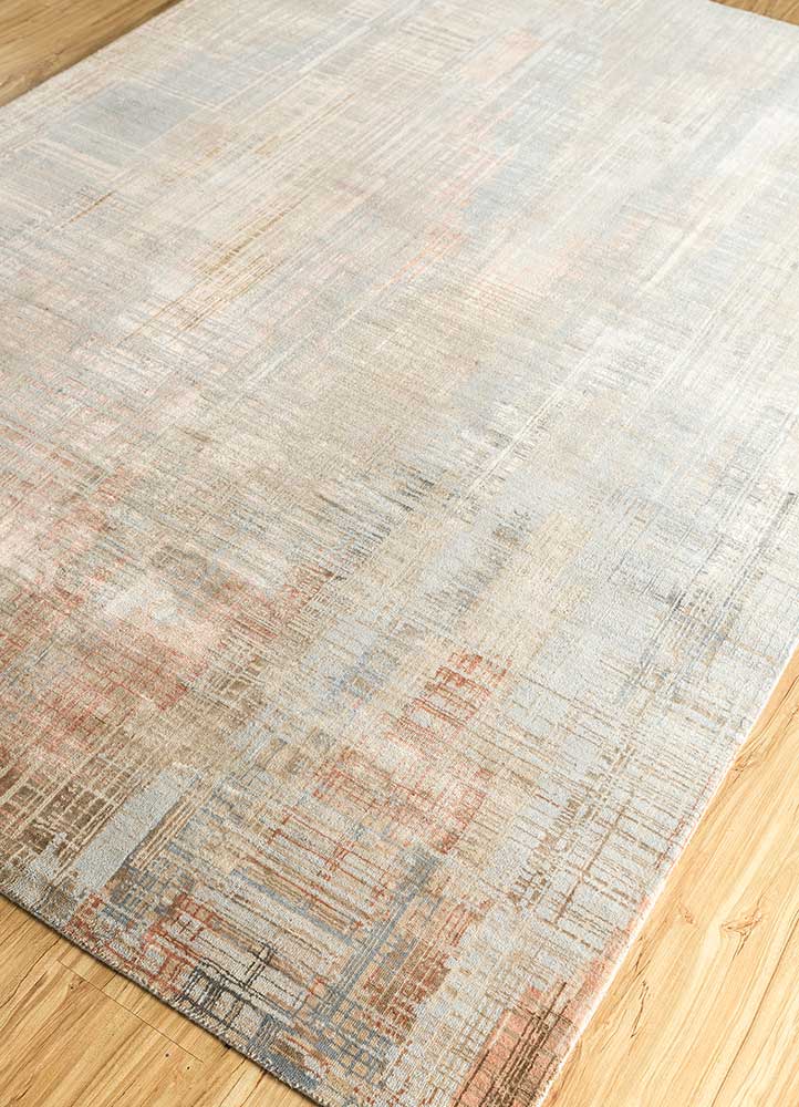 unstring by kavi blue wool and bamboo silk Hand Knotted Rug - FloorShot