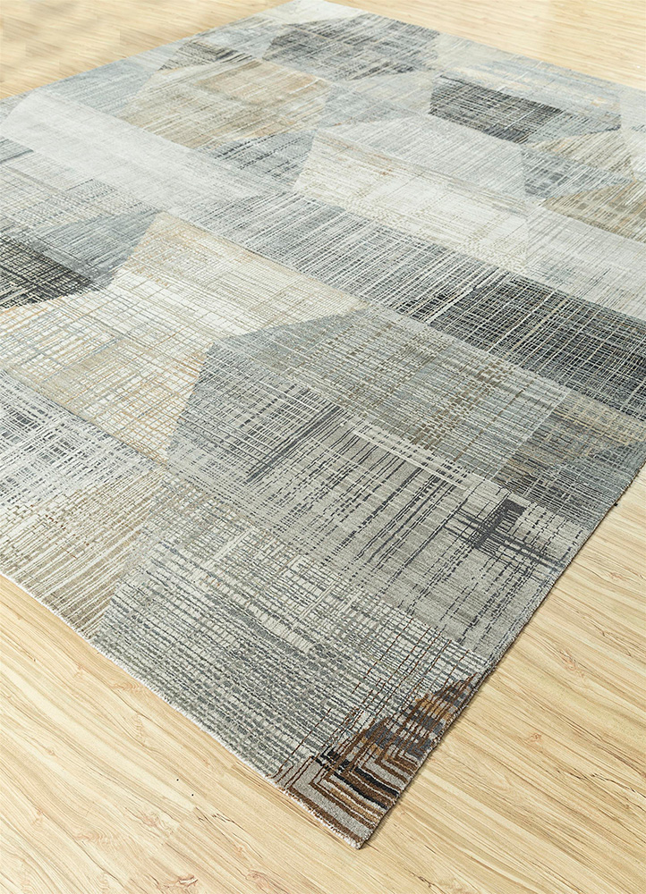 unstring by kavi ivory wool and bamboo silk Hand Knotted Rug - FloorShot