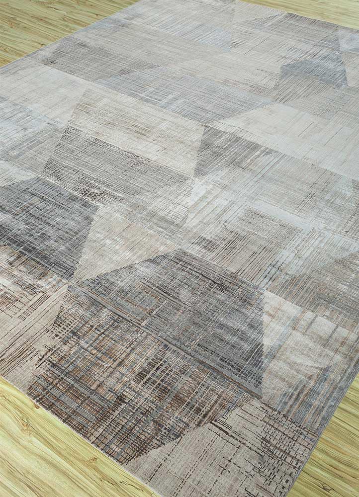 unstring by kavi grey and black wool and bamboo silk Hand Knotted Rug - FloorShot unstring by kavi grey and black wool and bamboo silk Hand Knotted Rug - FloorShot